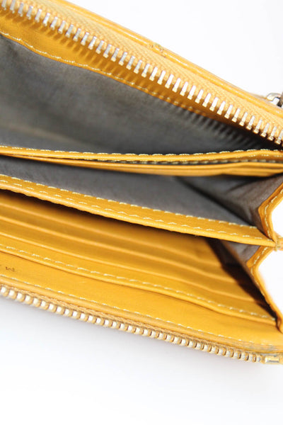 Marc Jacobs Womens Push Lock Pocket Long Leather Zip Top Wallet Mustard Yellow