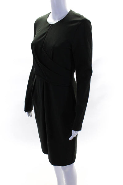 Strenesse Women's Round Neck Long Sleeves Half Zip Midi Dress Gray Size 6