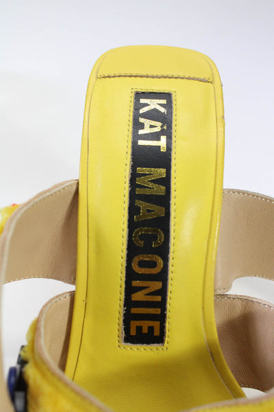 Kat Maconie Womens Leather Slingbacks Sandal Heels Yellow Size 40 10