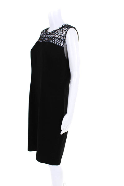 Elie Tahari Womens Sleeveless Crochet Trim Midi Dress Black Size 12