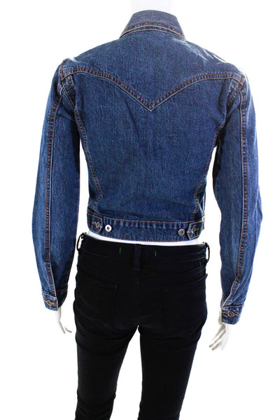 Laundry by Shelli Segal Women's Long Sleeve Button Up Denim Jacket Blue Size 2