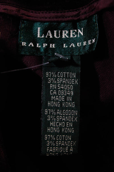 Lauren Ralph Lauren Women's Straight Leg Velvet Trousers Burgundy Size 12