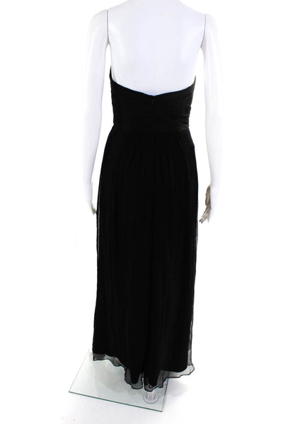 Amsale Women's Silk Formal Sweetheart Spaghetti Strap Maxi Gown Black Size 4