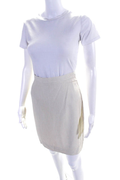 Giorgio Armani Le Collezioni Women's Lined Zip Up Linen Mini Skirt Beige Size 12