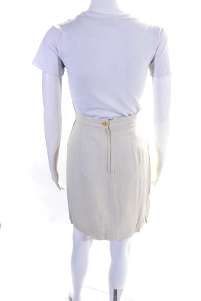 Giorgio Armani Le Collezioni Women's Lined Zip Up Linen Mini Skirt Beige Size 12
