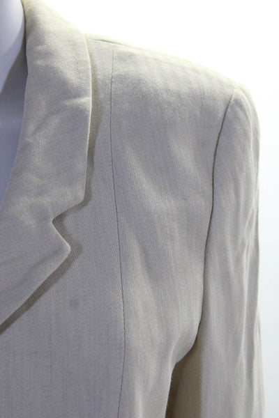 Giorgio Armani Le Collezioni Women's Linen Long Sleeve Cropped Blazer  Beige 12
