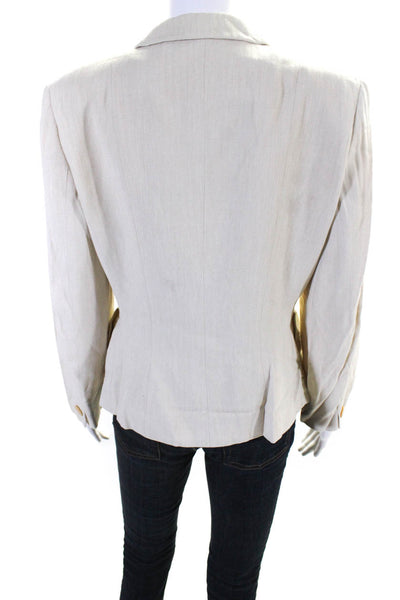 Giorgio Armani Le Collezioni Women's Linen Long Sleeve Cropped Blazer  Beige 12