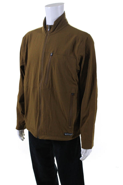 REI Mens Long Sleeve Front Zip Mock Neck Light Jacket Brown Size Large