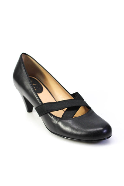 Cole Haan Womens Round Toe Nylon Cross Strap Pumps Black Leather Size 10B