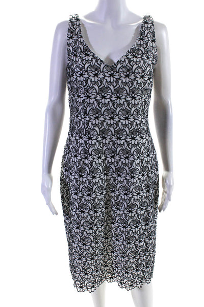 Nicole Miller Collection Womens Floral Embroidered Overlay Dress White Size 10