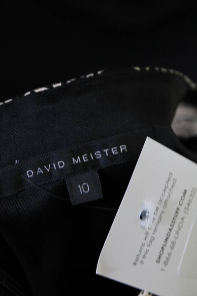 David Meister Womens Back Zip V Neck Floral Sheath Dress Black White Size 10