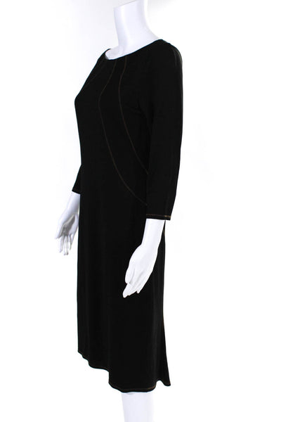 David Meister Womens Long Sleeve Body Con Midi Dress Black Size 10