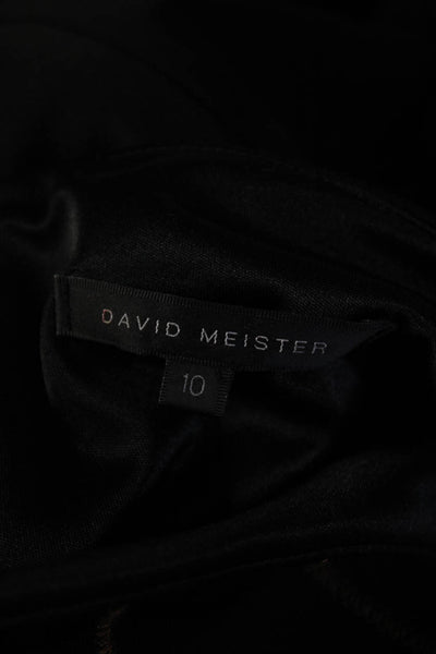 David Meister Womens Long Sleeve Body Con Midi Dress Black Size 10