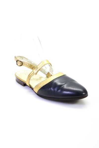 Ralph Lauren Women's Ankle Strap Metallic Flats Blue Size  7