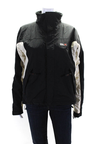 RLX Ralph Lauren Women's Long Sleeve Collared Zip Up Rain Jacket Black Size S