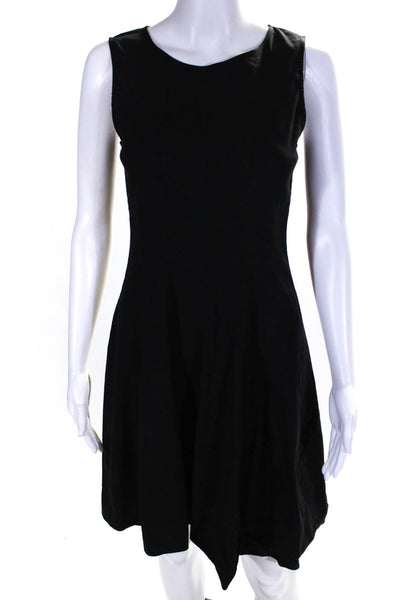 Theory Womens A Line Zipper Round Neck Sleeveless Short Tank Dress Black Size 2