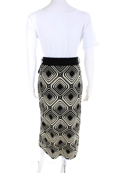 Tanya Taylor Womens Wrap Skirt Yellow Black Wool Size Extra Small