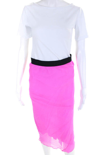 Mason Womens Silk Maxi Skirt Neon Pink Size 0