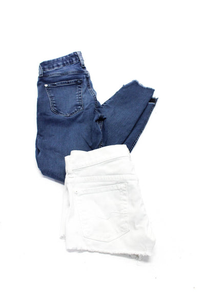 7 For All Mankind Womens Denim Shorts Jeans White Blue Size 26 24 Lot 2