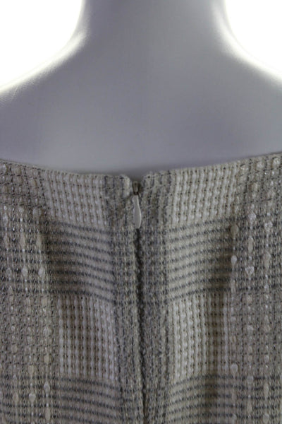 Brooks Brothers Womens Cotton Check Print Midi Sheath Dress White Gray Size 2