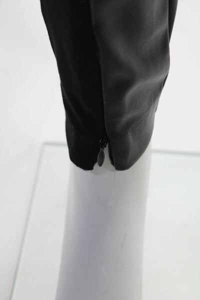 Elie Tahari Womens Faux Leather High-Rise Zipper Hem Skinny Pants Black Size S