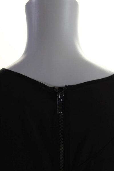 Designer Women's Sleeveless Knee Length Silk Panel Sheath Dress Black Size S