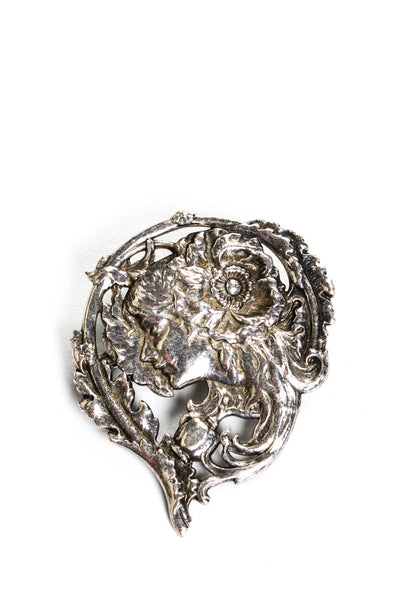 Designer Womens Sterling Silver Floral Woman Pin Brooch