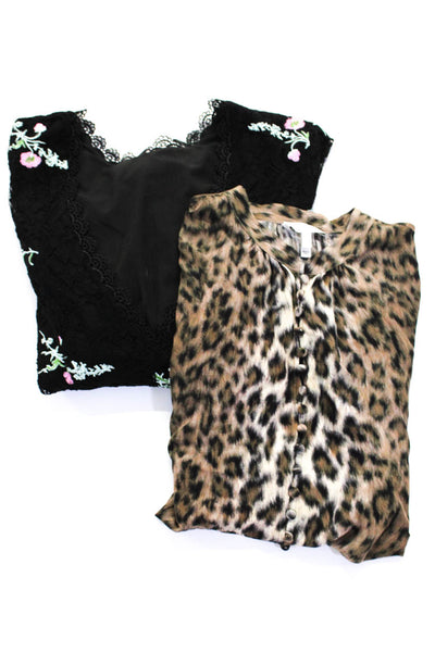 Joie Women's V-Neck Button Down Long Sleeves Shirt Animal Print Size S Lot 2