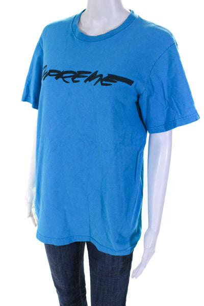Supreme Womens Cotton Supreme Graphic Print Short Sleeve T-Shirt Top Blue Size S