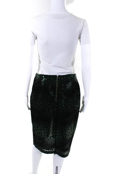 French Connection Women's Low Rise Zip Up Sequin Midi Skirt Green Size 6