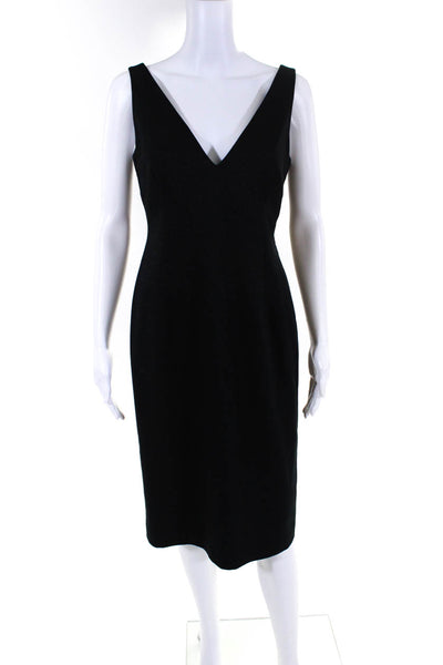 BCBGMAXAZRIA  Women's Lined Sleeveless V-Neck Sparkly Midi Dress Black Size 6