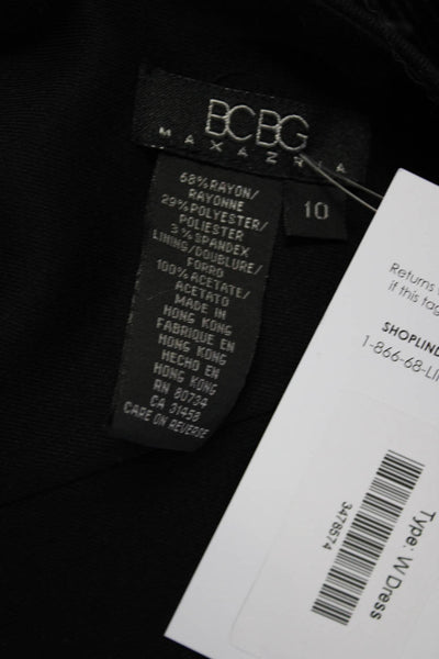 BCBG Max Azria Women's Unlined Sleeveless V-Neck Polyester Pencil Dress Black 10