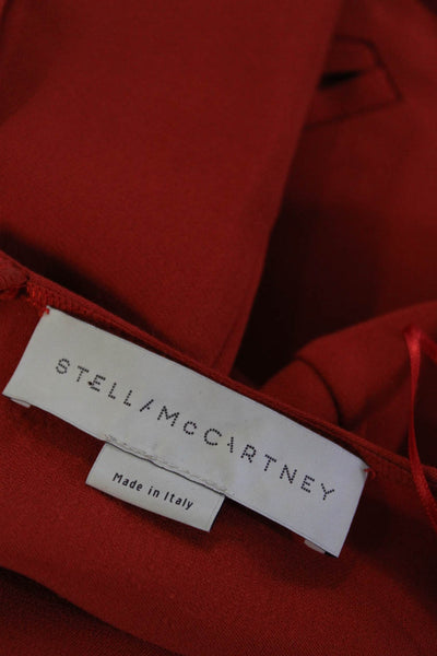 Stella McCartney Women's Short Sleeve Crewneck Pocket Sheath Dress Red Size S