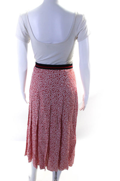 Paule Ka Women's Unlined Graphic Print Full Skirt Red White Size 42