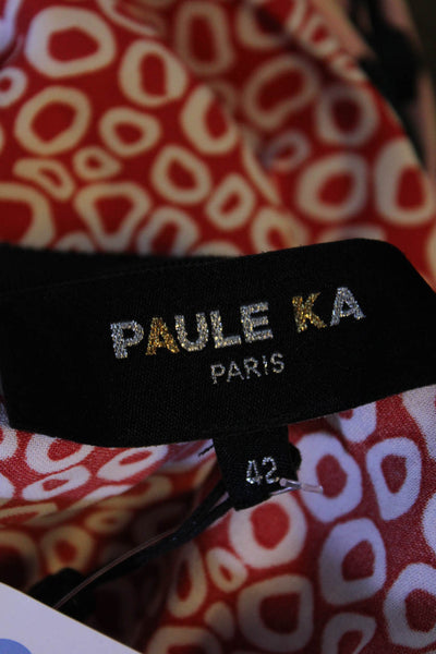 Paule Ka Women's Unlined Graphic Print Full Skirt Red White Size 42