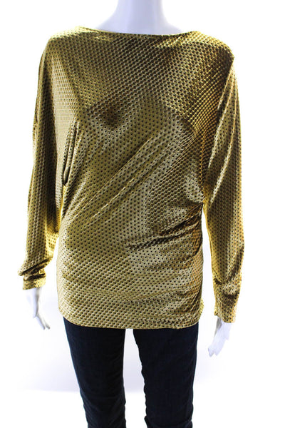 Rachel Comey Womens Velvet Geometric Print Ruched Blouse Gold Size 4