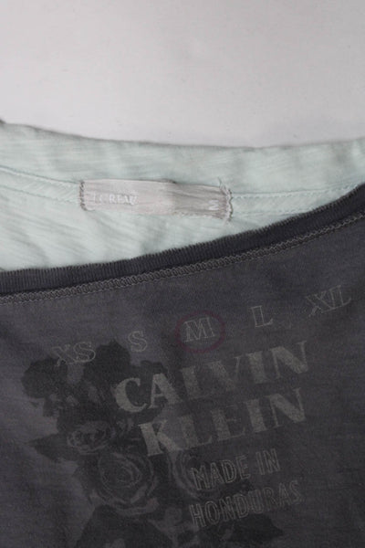 J Crew Calvin Klein Womens Cotton Graphic Crew Neck T Shirt Mint Size M M Lot 2