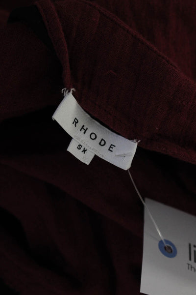 Rhode Womens V Neck Puff Half Sleeve Pockets Short Tunic Shift Dress Red Size XS