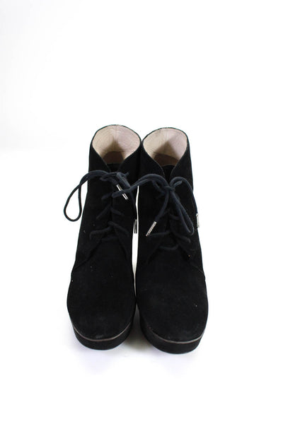 Kors Michael Kors Women's Divina Suede Lace Up Platform Heels Black Size 10