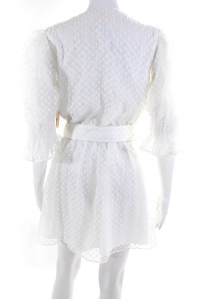 Camila Coelho Women's V-Neck Short Sleeves Wrap Midi Dress White Size M