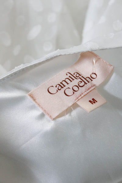 Camila Coelho Women's V-Neck Short Sleeves Wrap Midi Dress White Size M