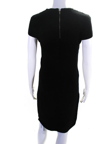 Katherine Barclay Womens Short Sleeve Midi Sweater Dress Black Size Small