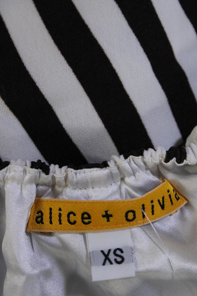 Alice + Olivia Women's Halter Neck Empire Waist Mini Dress Black White Stiped XS