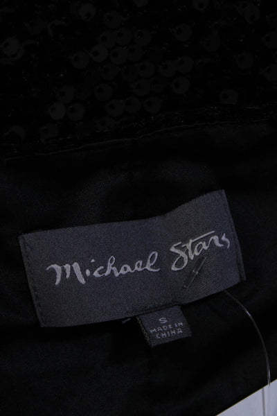 Michael Stars Women's Boat Neck Short Sleeves Sequin Blouse Black Size S