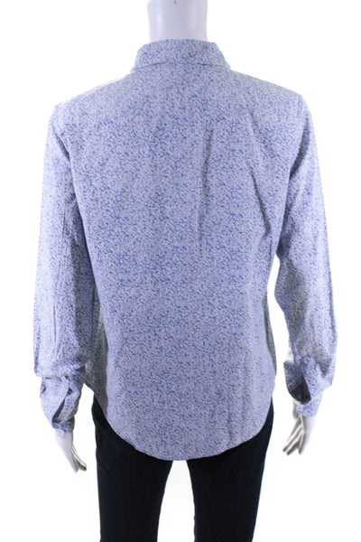 Equipment Women's Collar Long Sleeves Button Down Shirt Blue Floral Size S