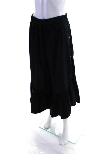 Tibi Womens Cotton High Rise Zip Up Pleated Flare Capri Pants Navy Blue Size 6