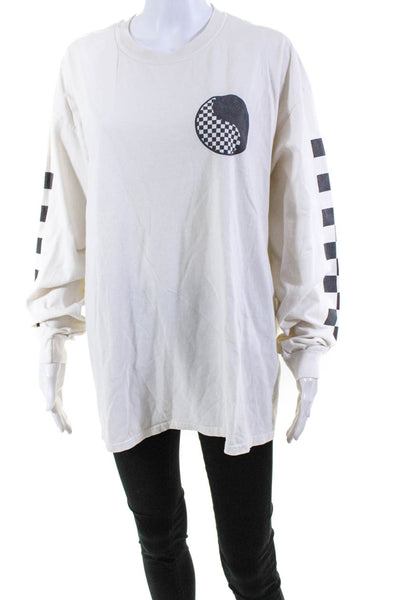 Free & Easy Women's Crewneck Long Sleeves Graphic T-Shirt White Size XL