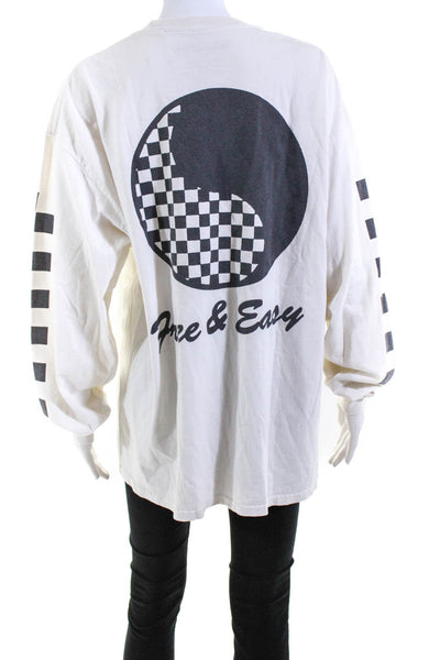 Free & Easy Women's Crewneck Long Sleeves Graphic T-Shirt White Size XL