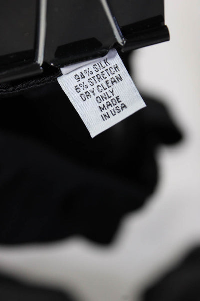 Ramy Brook Womens Silk Ruched Hem Collar V-Neck Sleeveless Tank Top Black Size S