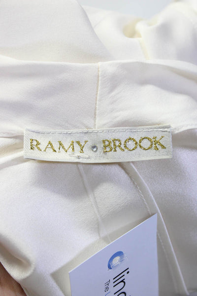 Ramy Brook Womens Ruched Hem Collar V-Neck Sleeveless Tank Top Cream Size XS